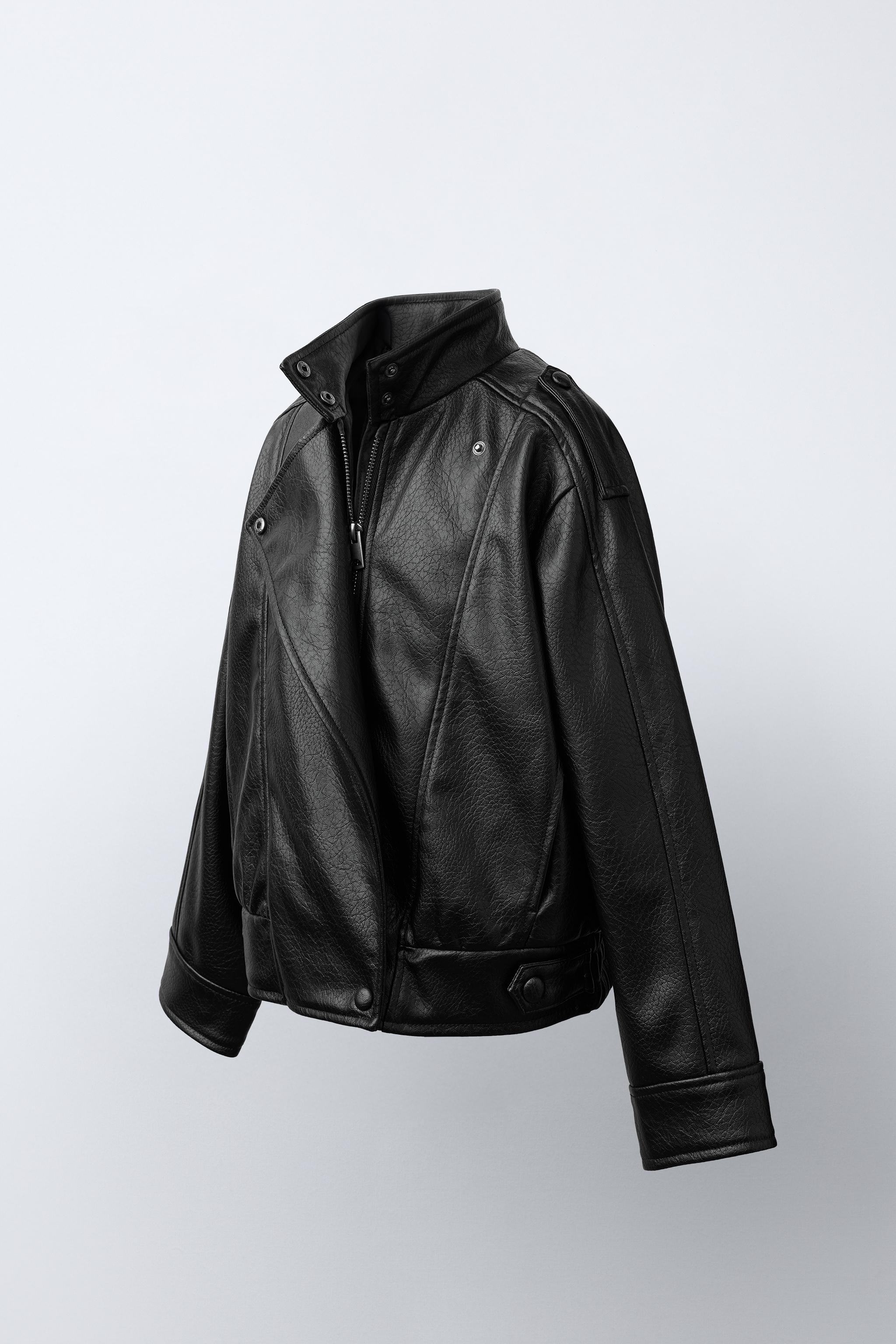 BLOUSON CROISÉ EN MATIÈRE SYNTHÉTIQUE